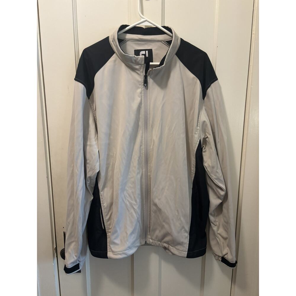 FootJoy DryJoys Golf Jacket Mens‎ XL Grey Black Full Zip Windbreaker Performance